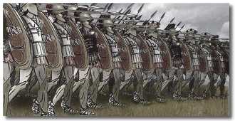 line of greek soldiers